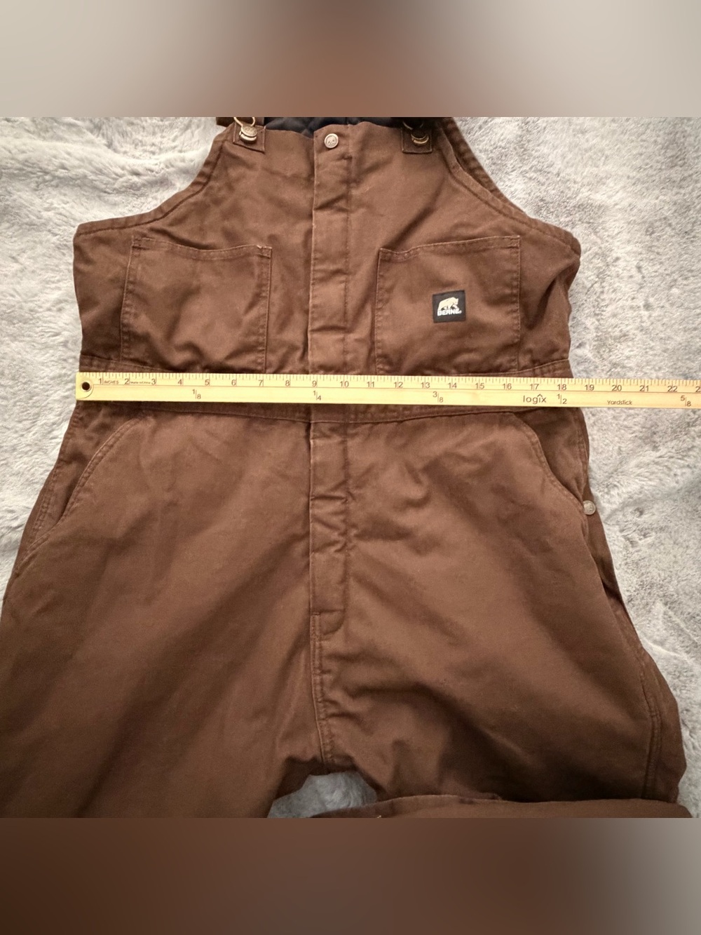 Berne Deluxe Insulated Duck Bib Overalls in Bark Brown - Men's Size Large Short - Picture 14 of 16